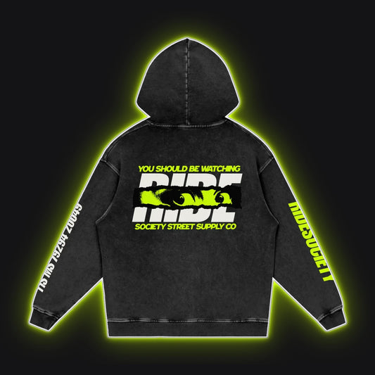 HC001 Dainese Fluoro Hoodie, back view, rim glow