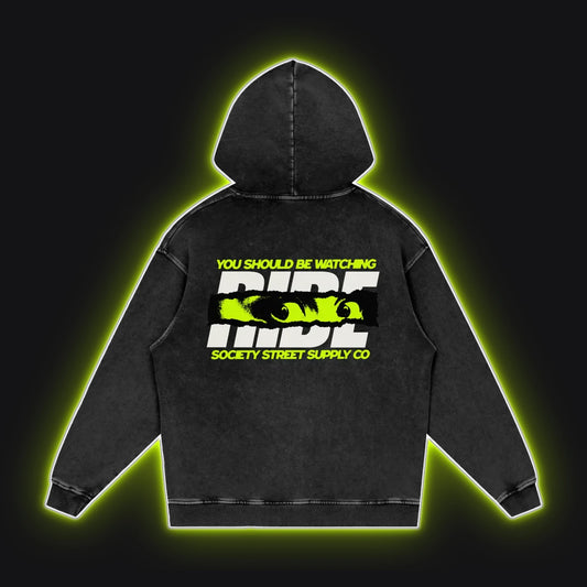 HC001 Dainese Fluoro Hoodie No Sleeves, back view, rim glow