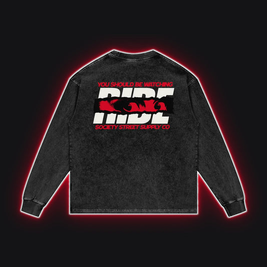HC001 Ducati Red Long Sleeve No Sleeves, back view, rim glow