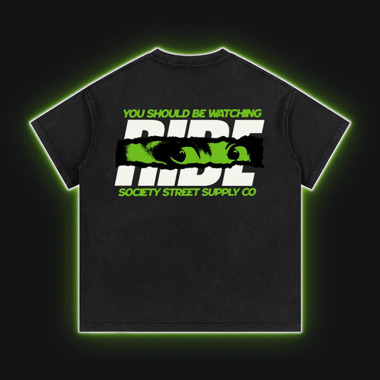 HC001 Kawasaki Green Tee, back view, rim glow