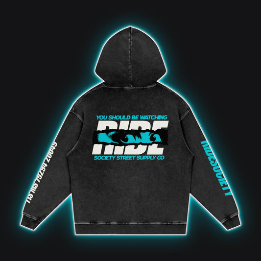 HC001 RS Cove Hoodie, back view, rim glow