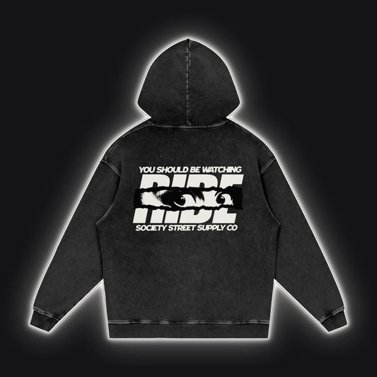 HC001 RS Dune Hoodie No Sleeves, back view, rim glow