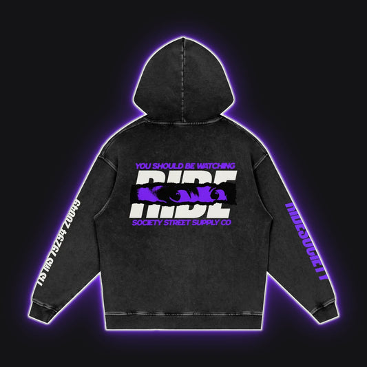 HC001 RS Dusk Hoodie, back view, rim glow