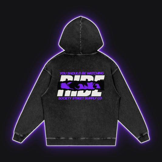 HC001 RS Dusk Hoodie No Sleeves, back view, rim glow