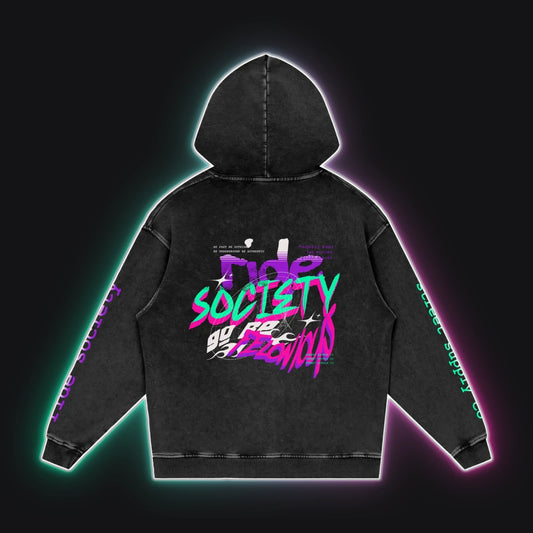 SS001 Felonious Hoodie, back view, rim glow