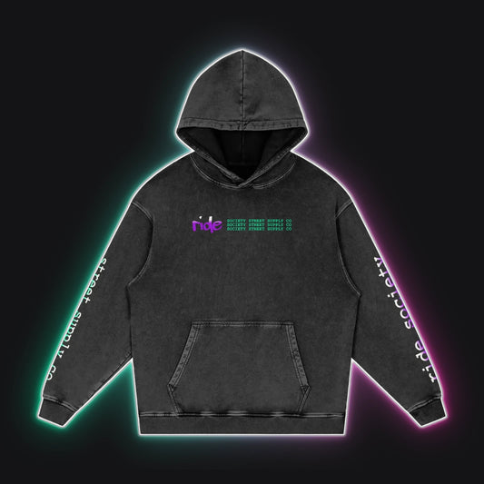SS001 Felonious Hoodie, front view, rim glow