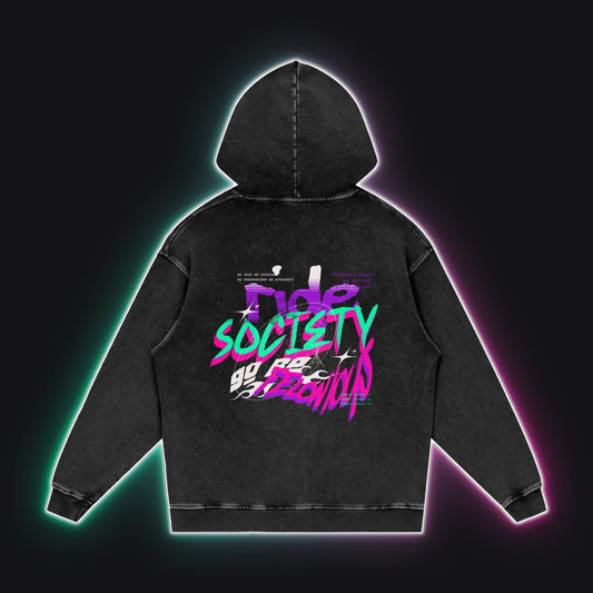 SS001 Felonious Hoodie No Sleeves, back view, rim glow